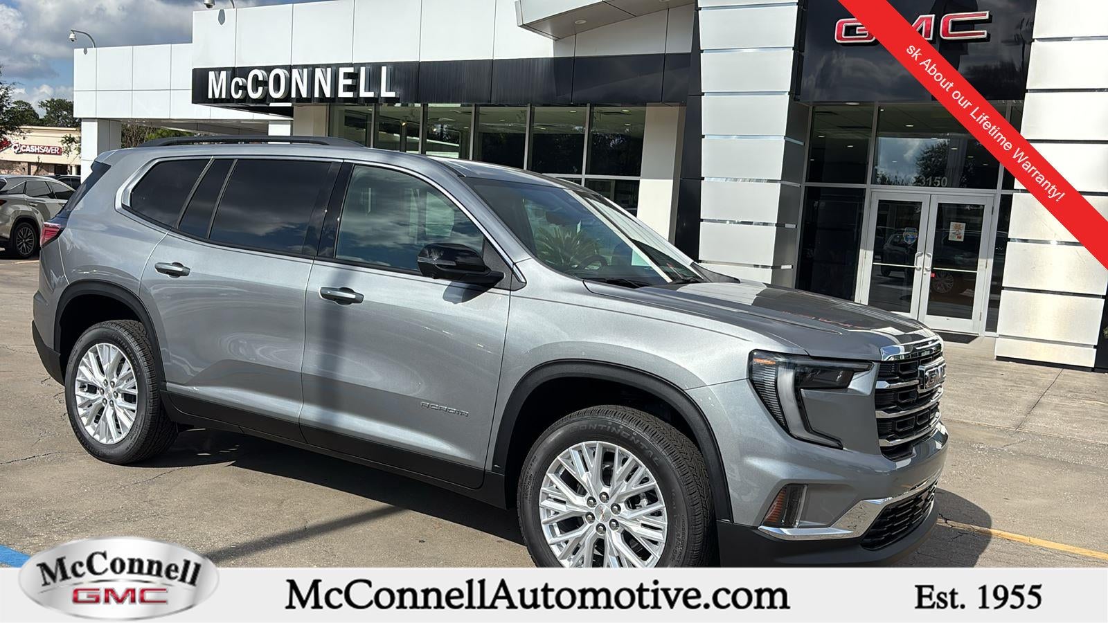 2026 GMC Acadia Elevation in Sterling Metallic — front three-quarter view