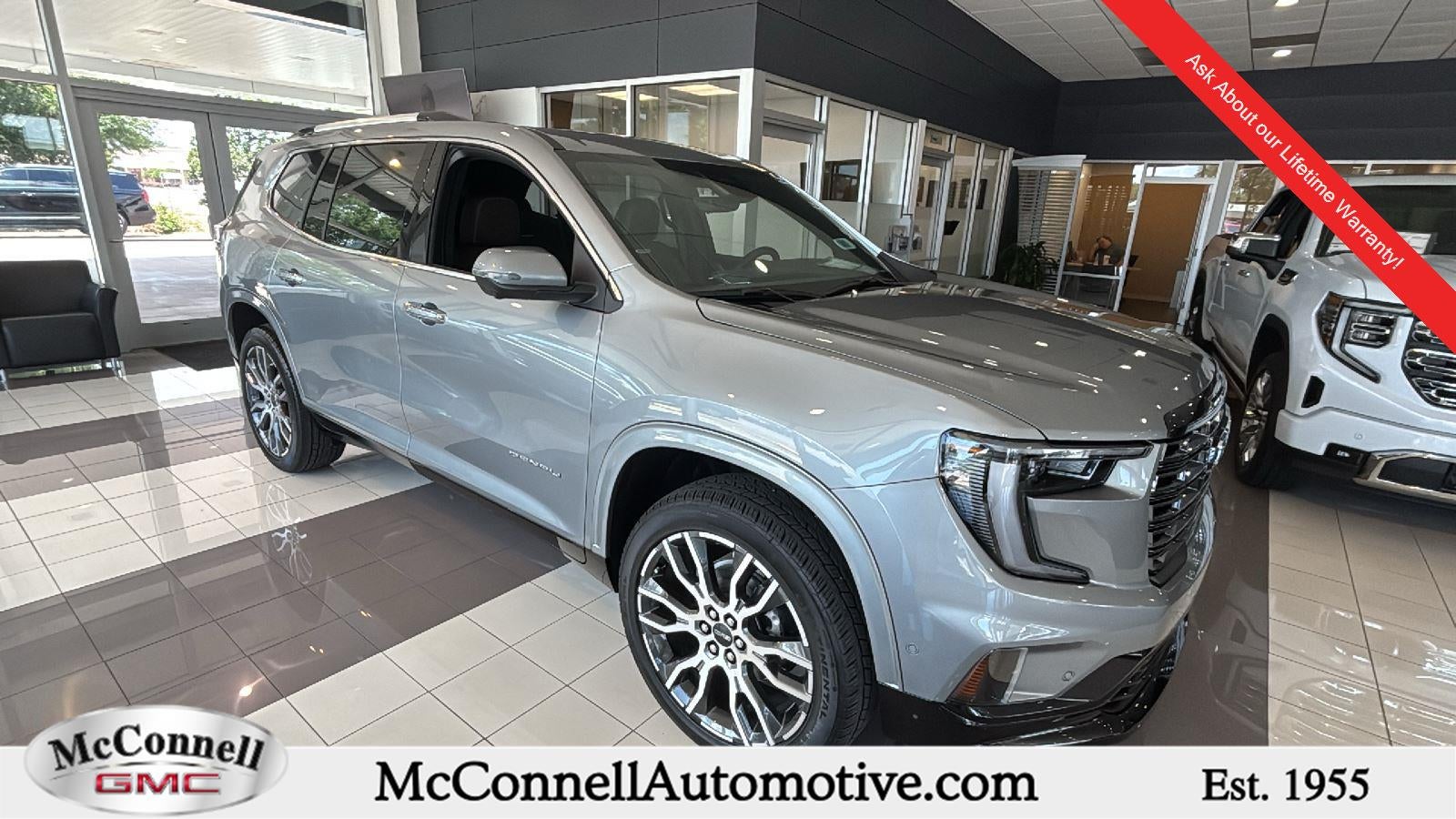 2026 GMC Acadia Denali Ultimate in Sterling Metallic — front three-quarter view