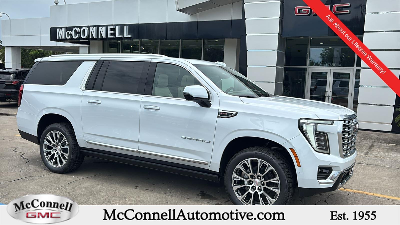 2026 GMC Yukon XL Denali in Glacier White Tricoat — front three-quarter view