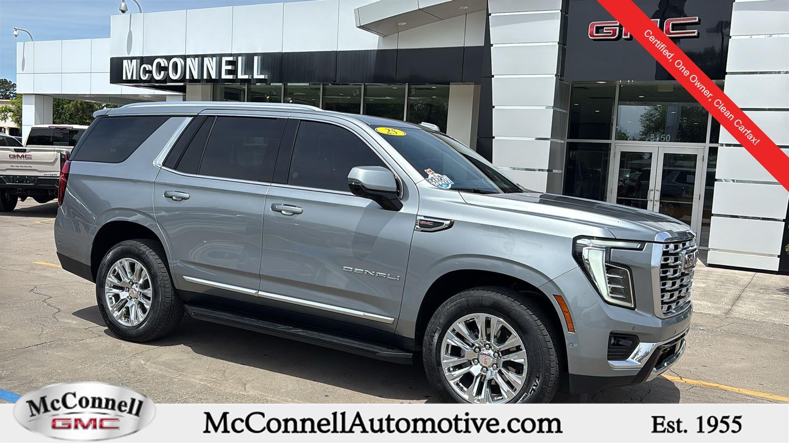 2025 GMC Yukon Denali in Sterling Metallic — front three-quarter view