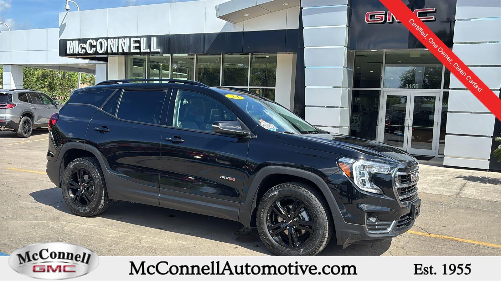 2023 GMC Terrain AT4 in Ebony Twilight Metallic — front three-quarter view