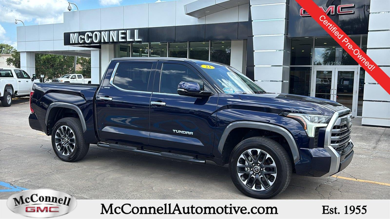 2023 Toyota Tundra Limited in Blue — front three-quarter view